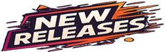 Create a modern, dynamic, and flashy logo with the text: New Releases